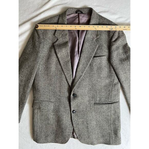 Jordache Men’s Vintage Wool Herringbone Blazer Size 44R Gray Business Academic - Picture 8 of 10